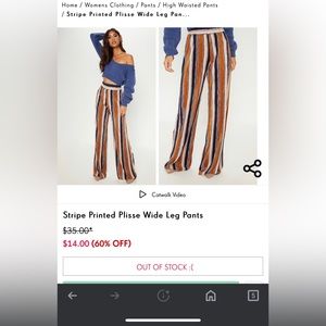 Pretty little thing Stripe printed plisse wide leg trouser